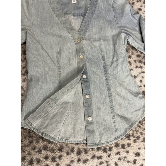 BP. Women's XX Small Denim Button Up Long Sleeve Shirt - Picture 2 of 5